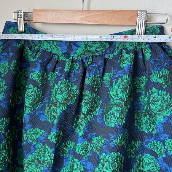 Anthropologie Sunday in Brooklyn Blue and Green Floral A-Line Skirt Size M - Picture 4 of 13